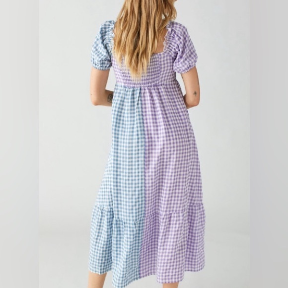 URBAN OUTFITTERS Gingham Plaid Bohemian Daisy Street Milkmaid Midi Dress SIZE L - Picture 3 of 16